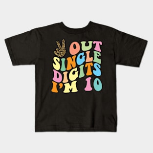 Peace Out Single Digits Groovy 10th Birthday Kids T-Shirt